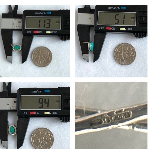 Sterling Silver 925 Oval Dyed Howlite Faux Turquoise Necklace & Earring Set - Picture 9 of 16